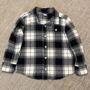 Boys Black/White Flannel Button Up Shirt